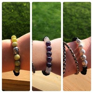 Three Lava Bead Bracelets